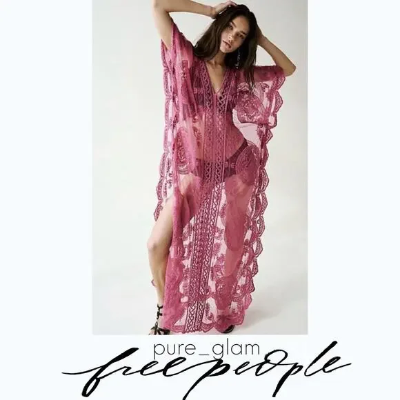 Free People kaftan lace all tous sheer - Picture 2 of 4